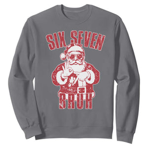 Six Seven Bruh Funny Christmas Sweatshirt Santa 67 Meme Teens Boys Kids Xmas Pajamas TS10 Charcoal Print Your Wear
