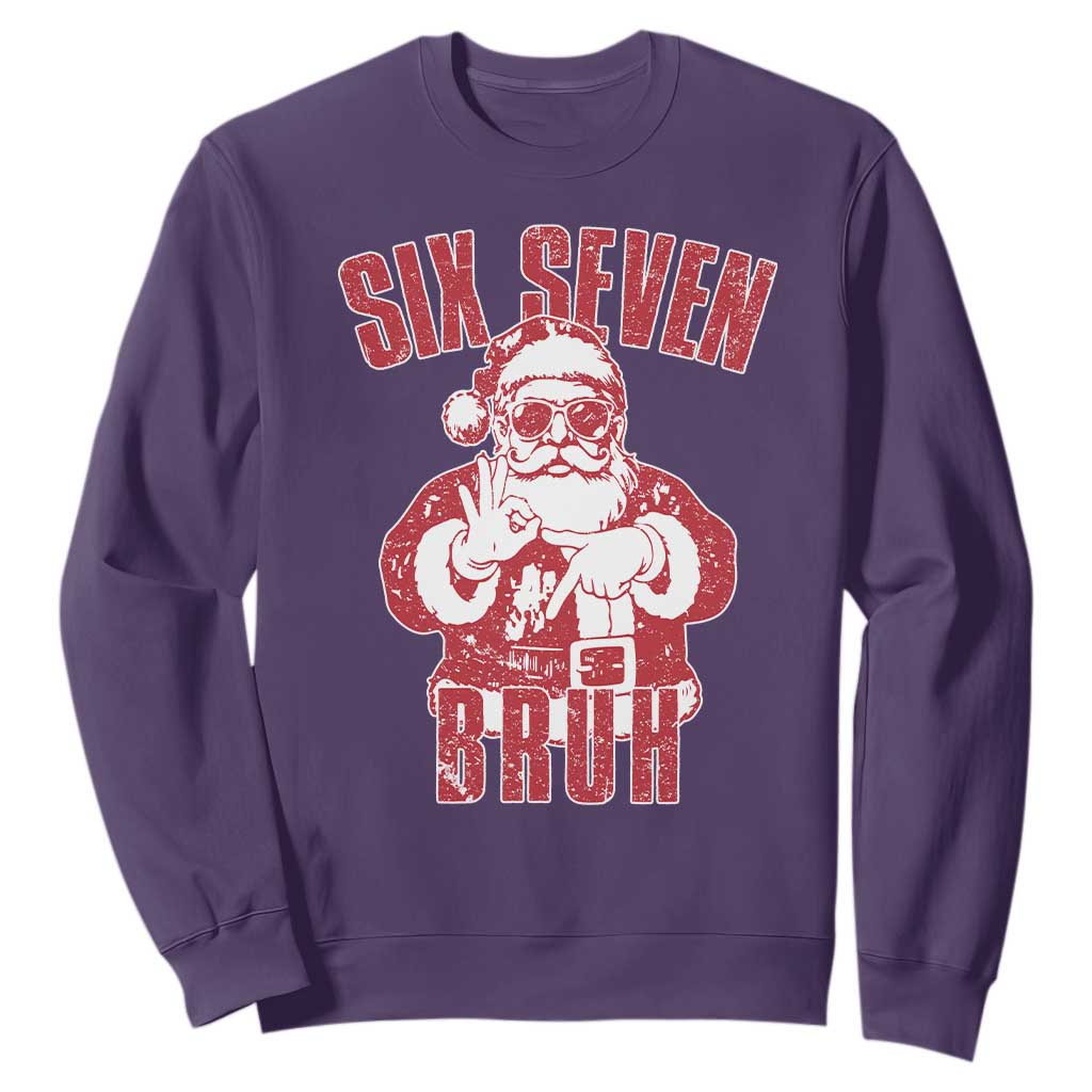 Six Seven Bruh Funny Christmas Sweatshirt Santa 67 Meme Teens Boys Kids Xmas Pajamas TS10 Purple Print Your Wear