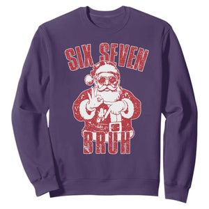 Six Seven Bruh Funny Christmas Sweatshirt Santa 67 Meme Teens Boys Kids Xmas Pajamas TS10 Purple Print Your Wear