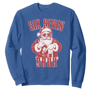 Six Seven Bruh Funny Christmas Sweatshirt Santa 67 Meme Teens Boys Kids Xmas Pajamas TS10 Royal Blue Print Your Wear