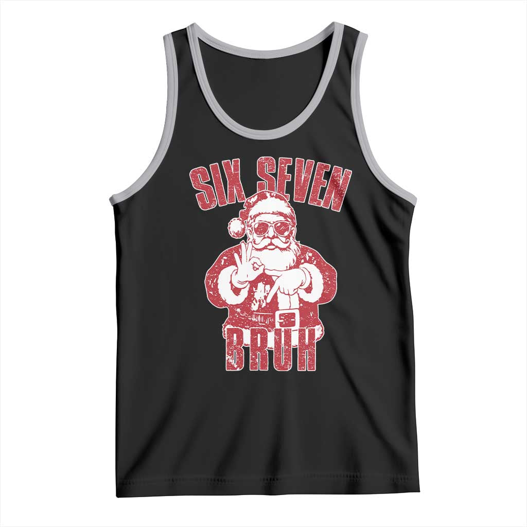 Six Seven Bruh Funny Christmas Tank Top Santa 67 Meme Teens Boys Kids Xmas Pajamas TS10 Black Athletic Heather Print Your Wear