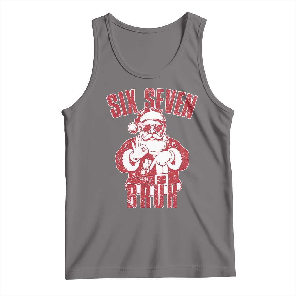 Six Seven Bruh Funny Christmas Tank Top Santa 67 Meme Teens Boys Kids Xmas Pajamas TS10 Deep Heather Print Your Wear