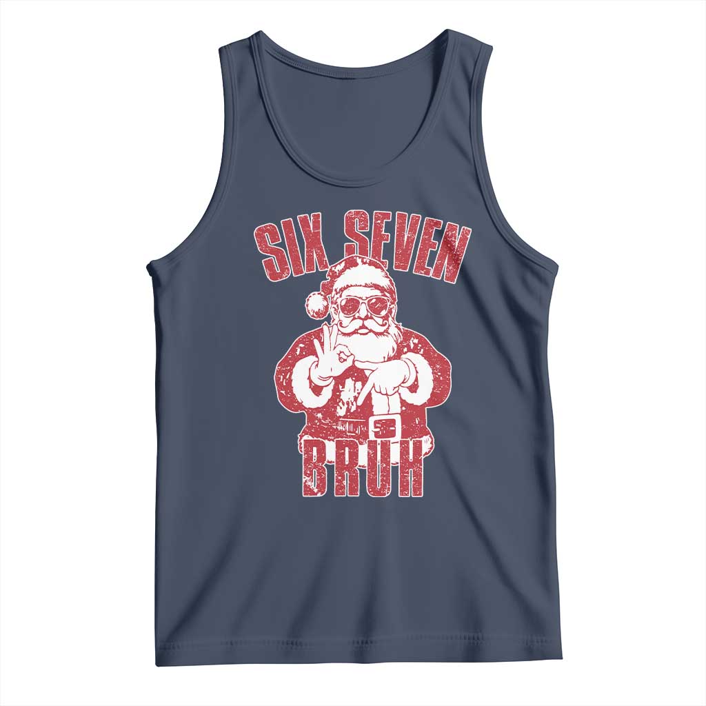 Six Seven Bruh Funny Christmas Tank Top Santa 67 Meme Teens Boys Kids Xmas Pajamas TS10 Navy Print Your Wear