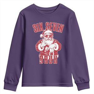 Six Seven Bruh Funny Christmas Youth Sweatshirt Santa 67 Meme Teens Boys Kids Xmas Pajamas TS10 Purple Print Your Wear