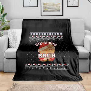 Funny Six Seven 6 7 Meme Ugly Christmas Throw Blanket Santa 67 Meme Xmas Pajamas TS10 Print Your Wear