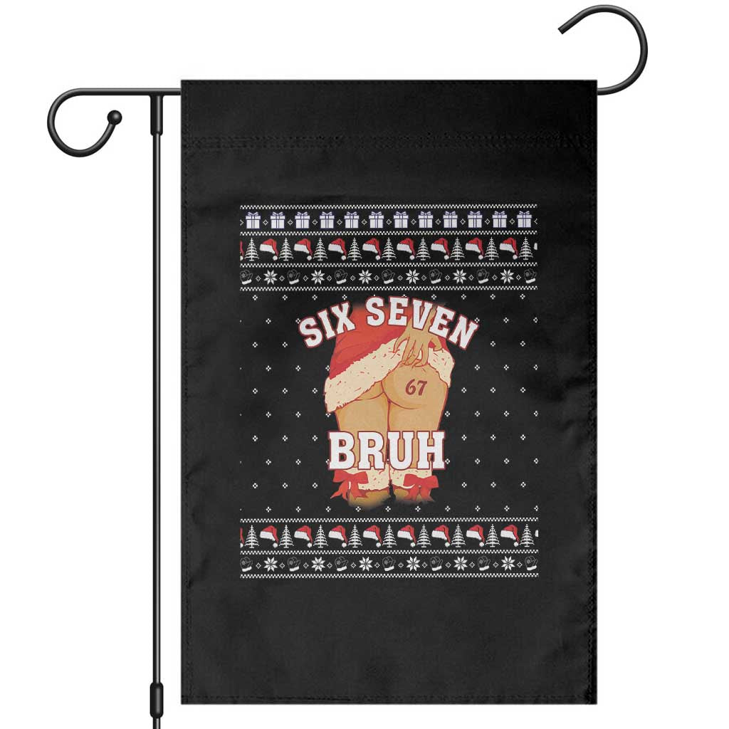 Funny Six Seven 6 7 Meme Ugly Christmas Garden Flag Santa 67 Meme Xmas Pajamas TS10 Black Print Your Wear
