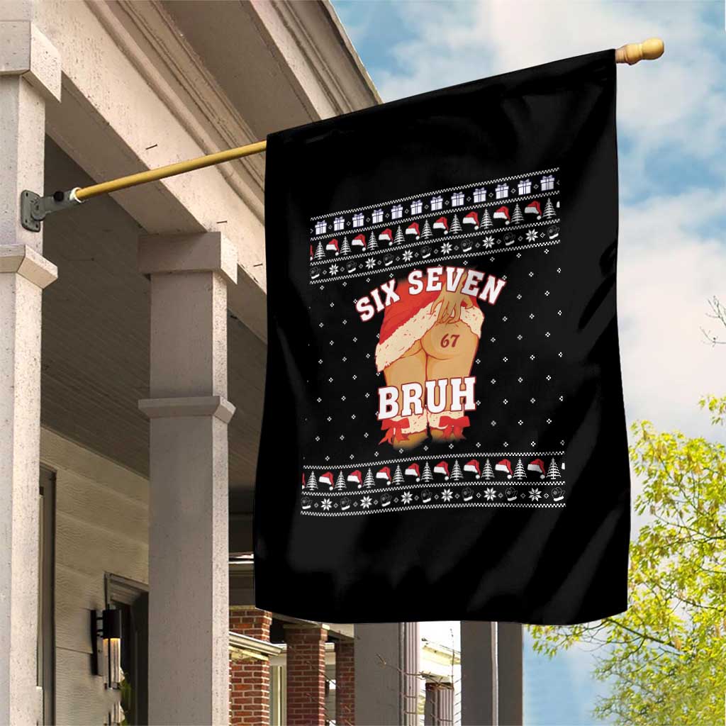 Funny Six Seven 6 7 Meme Ugly Christmas Garden Flag Santa 67 Meme Xmas Pajamas TS10 Print Your Wear