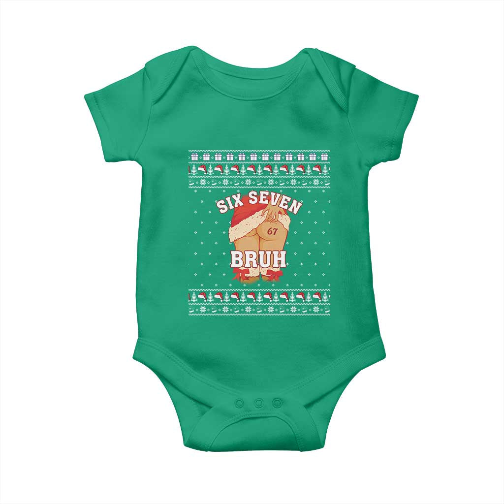 Funny Six Seven 6 7 Meme Ugly Christmas Baby Onesie Santa 67 Meme Xmas Pajamas TS10 Irish Green Print Your Wear