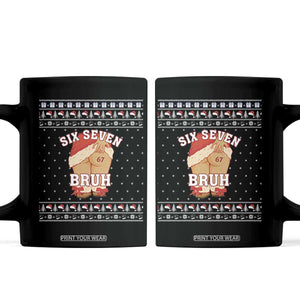 Funny Six Seven 6 7 Meme Ugly Christmas Coffee Mug Santa 67 Meme Xmas Pajamas TS10 Black Print Your Wear