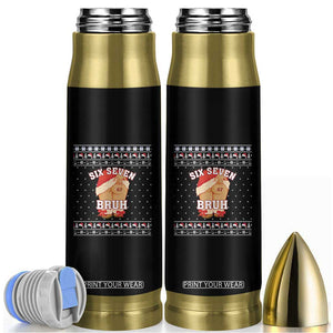 Funny Six Seven 6 7 Meme Ugly Christmas Bullet Tumbler Santa 67 Meme Xmas Pajamas TS10 Black Print Your Wear
