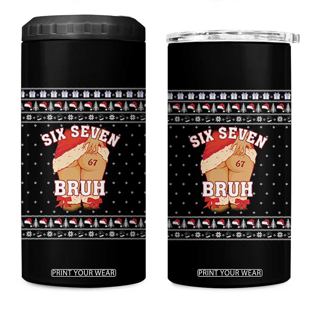 Funny Six Seven 6 7 Meme Ugly Christmas 4 in 1 Can Cooler Tumbler Santa 67 Meme Xmas Pajamas TS10 One Size: 16 oz Black Print Your Wear