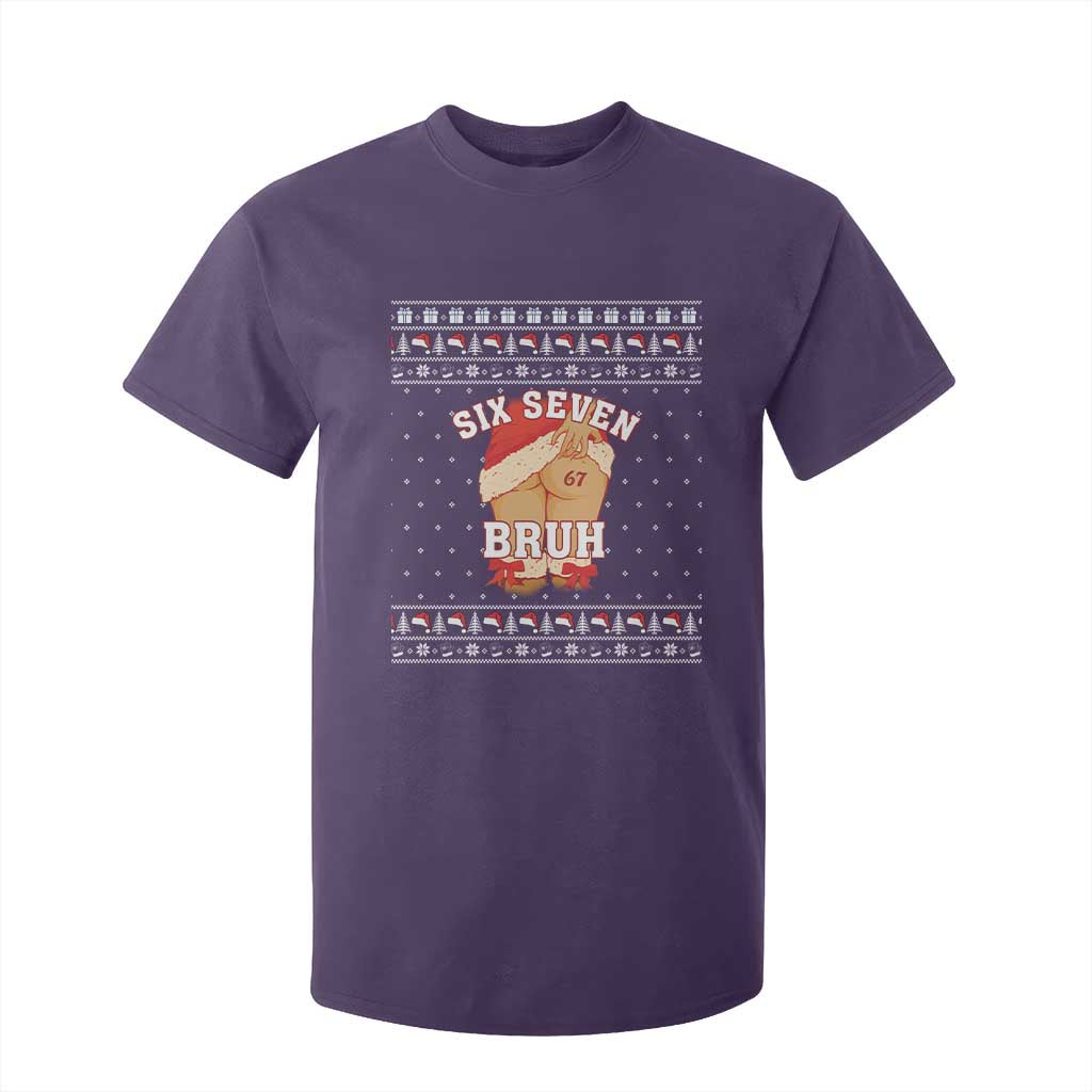 Funny Six Seven 6 7 Meme Ugly Christmas T Shirt For Kid Santa 67 Meme Xmas Pajamas TS10 Purple Print Your Wear