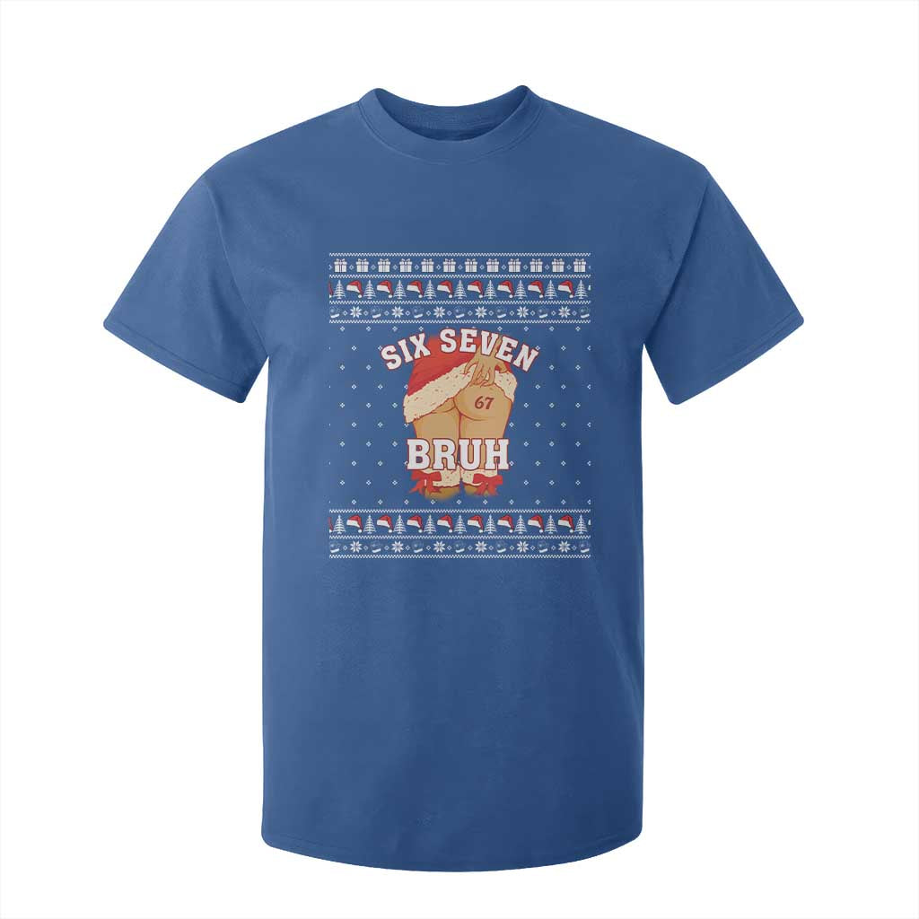 Funny Six Seven 6 7 Meme Ugly Christmas T Shirt For Kid Santa 67 Meme Xmas Pajamas TS10 Royal Blue Print Your Wear