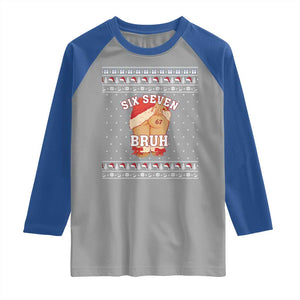 Funny Six Seven 6 7 Meme Ugly Christmas Raglan Shirt Santa 67 Meme Xmas Pajamas TS10 Sport Gray Royal Print Your Wear
