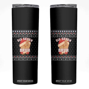 Funny Six Seven 6 7 Meme Ugly Christmas Skinny Tumbler Santa 67 Meme Xmas Pajamas TS10 Black Print Your Wear