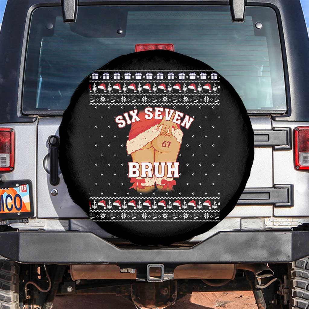 Funny Six Seven 6 7 Meme Ugly Christmas Spare Tire Cover Santa 67 Meme Xmas Pajamas TS10 No hole Black Print Your Wear