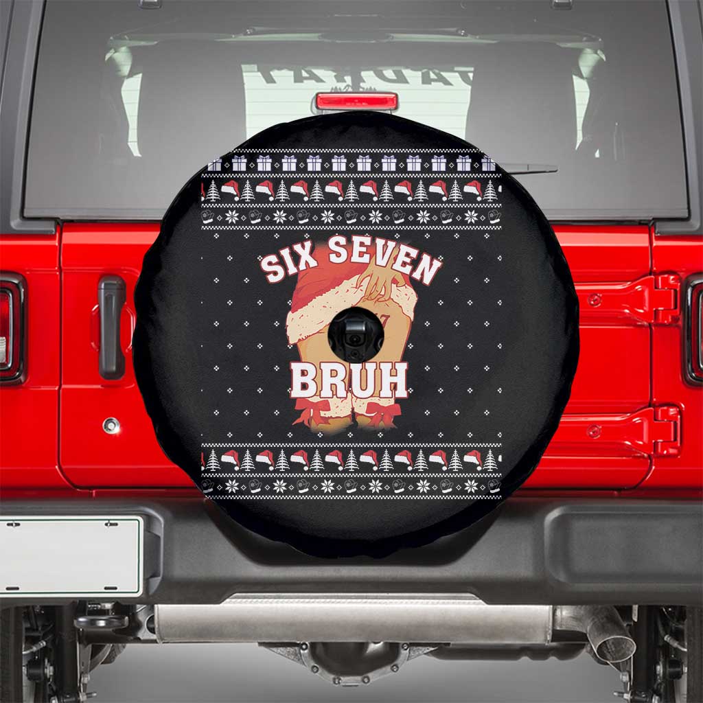 Funny Six Seven 6 7 Meme Ugly Christmas Spare Tire Cover Santa 67 Meme Xmas Pajamas TS10 Black Print Your Wear