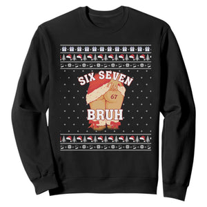 Funny Six Seven 6 7 Meme Ugly Christmas Sweatshirt Santa 67 Meme Xmas Pajamas TS10 Black Print Your Wear