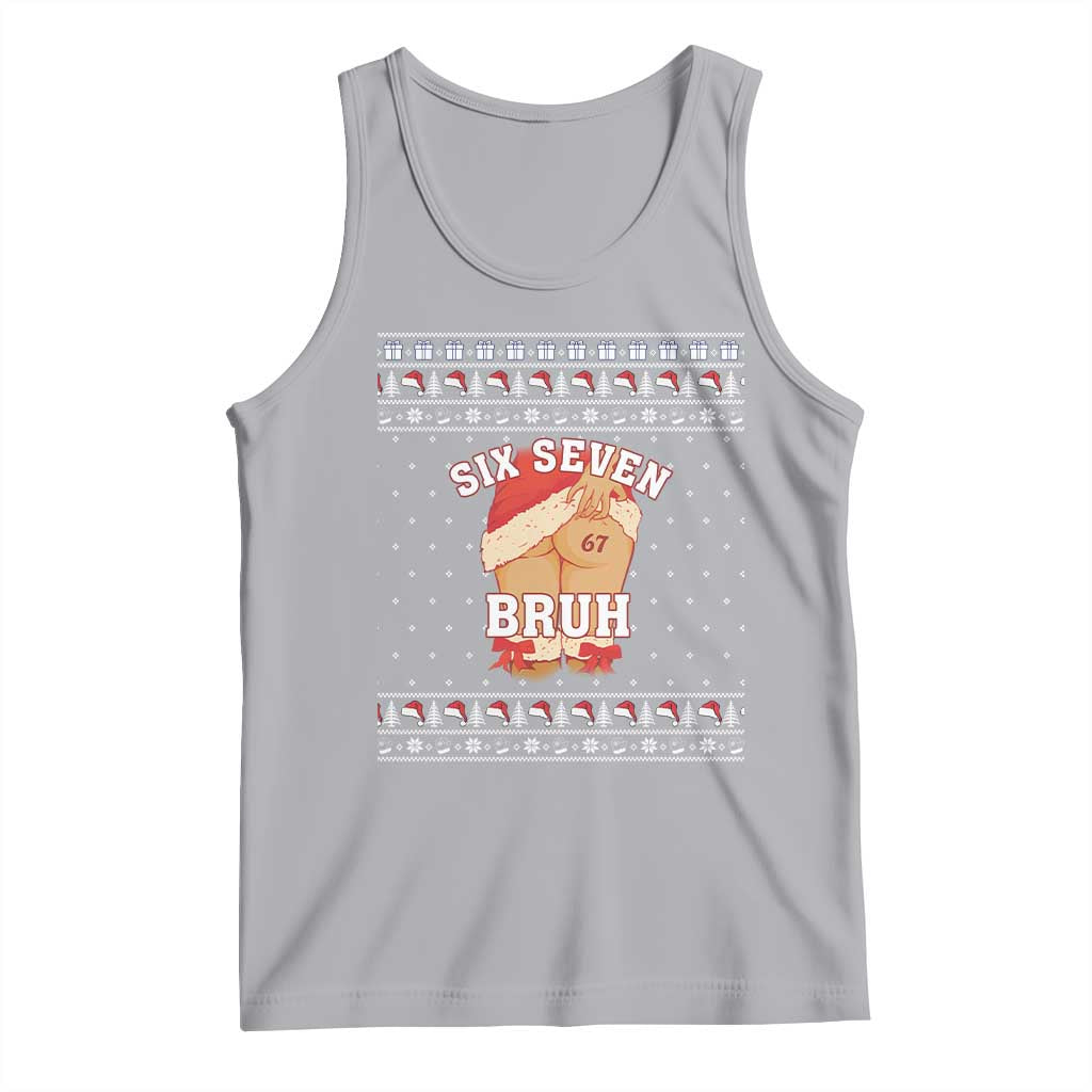 Funny Six Seven 6 7 Meme Ugly Christmas Tank Top Santa 67 Meme Xmas Pajamas TS10 Athletic Heather Print Your Wear