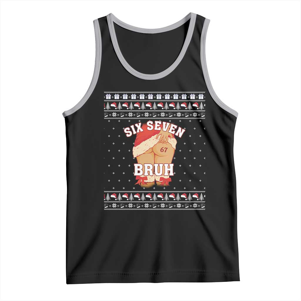 Funny Six Seven 6 7 Meme Ugly Christmas Tank Top Santa 67 Meme Xmas Pajamas TS10 Black Athletic Heather Print Your Wear