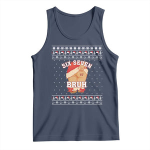 Funny Six Seven 6 7 Meme Ugly Christmas Tank Top Santa 67 Meme Xmas Pajamas TS10 Navy Print Your Wear