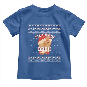 Funny Six Seven 6 7 Meme Ugly Christmas Toddler T Shirt Santa 67 Meme Xmas Pajamas TS10 Royal Blue Print Your Wear