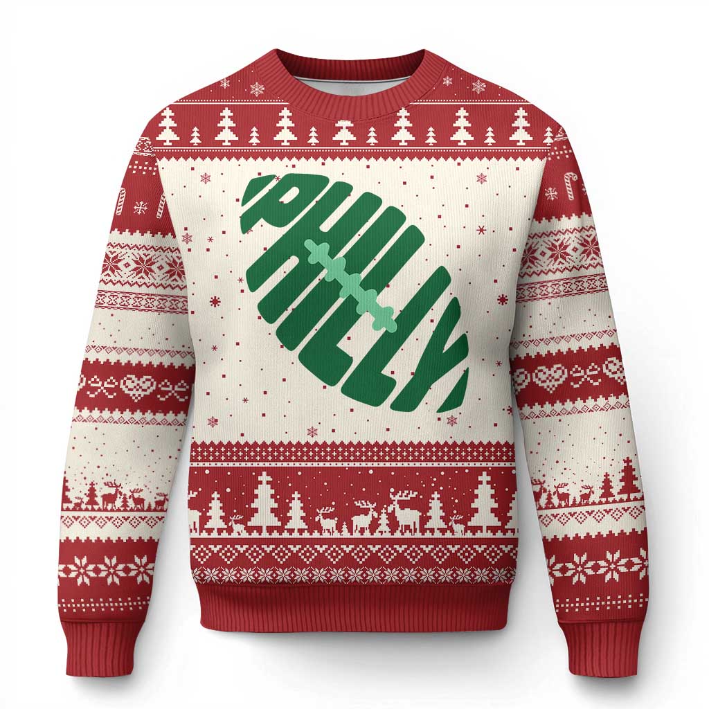 Philly Game Day Ugly Christmas Sweater Football Team Retro Sports Fan TS10 Beige Red Print Your Wear