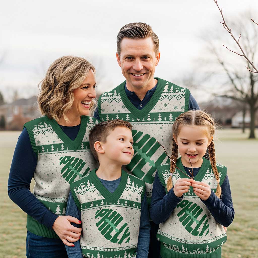Philly Game Day V-Neck Knit Sweater Vest Football Team Retro Sports Fan TS10 Beige Green Print Your Wear
