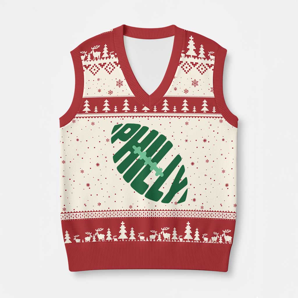Philly Game Day V-Neck Knit Sweater Vest Football Team Retro Sports Fan TS10 Beige Red Print Your Wear
