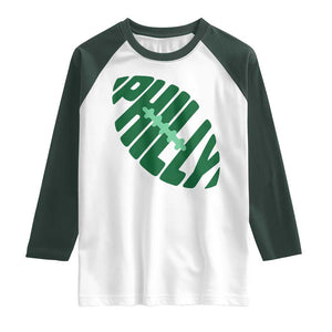 Philly Game Day Raglan Shirt Football Team Retro Sports Fan TS10 White Dark Forest Green Print Your Wear