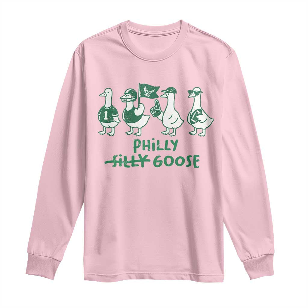 Philly Goose Long Sleeve Shirt Funny Philadelphia Football Fan Gear Silly Gooses TS10 Light Pink Print Your Wear
