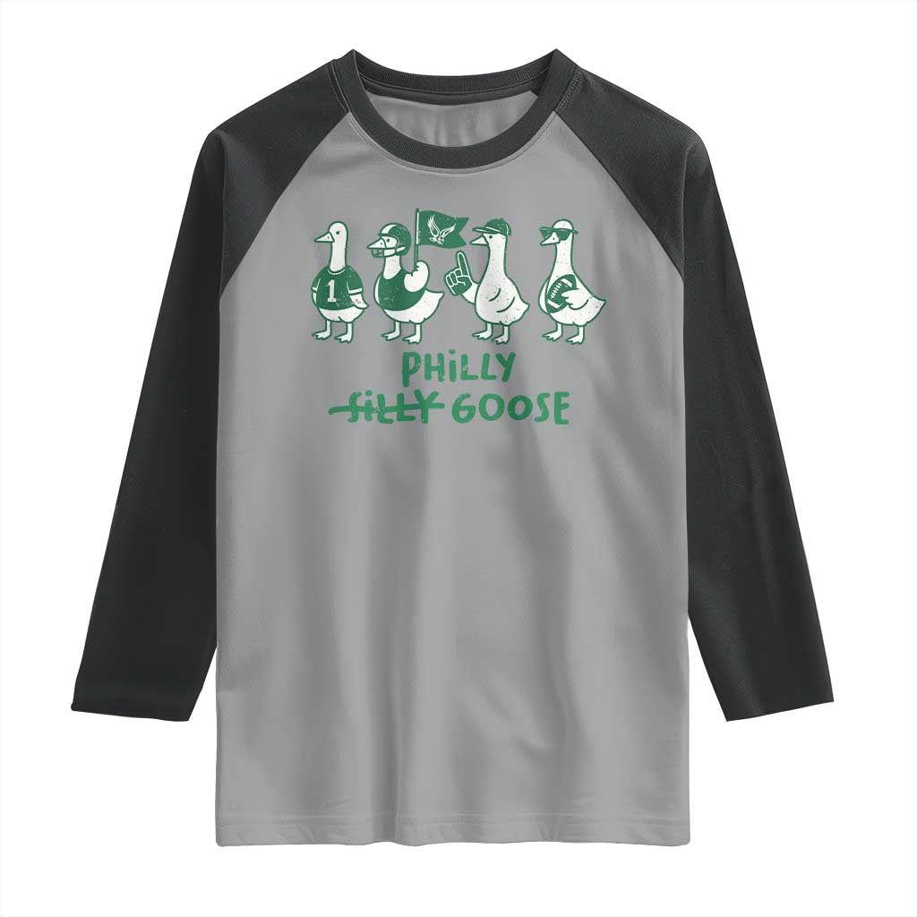 Philly Goose Raglan Shirt Funny PFE Football Fan Gear Silly Gooses TS10 Sport Gray Black Print Your Wear