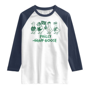 Philly Goose Raglan Shirt Funny Philadelphia Football Fan Gear Silly Gooses TS10 White Navy Print Your Wear