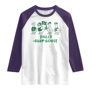 Philly Goose Raglan Shirt Funny Philadelphia Football Fan Gear Silly Gooses TS10 White Purple Print Your Wear