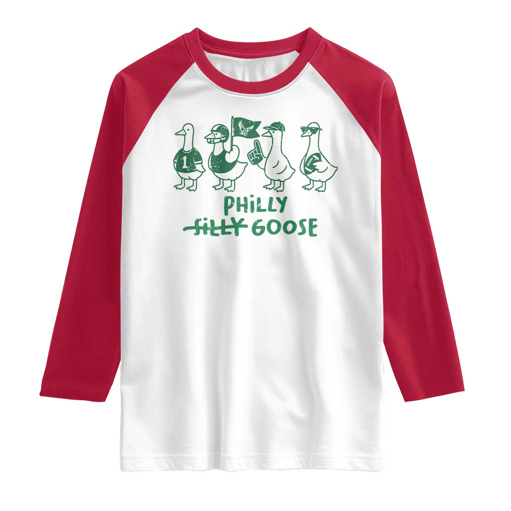 Philly Goose Raglan Shirt Funny Philadelphia Football Fan Gear Silly Gooses TS10 White Red Print Your Wear