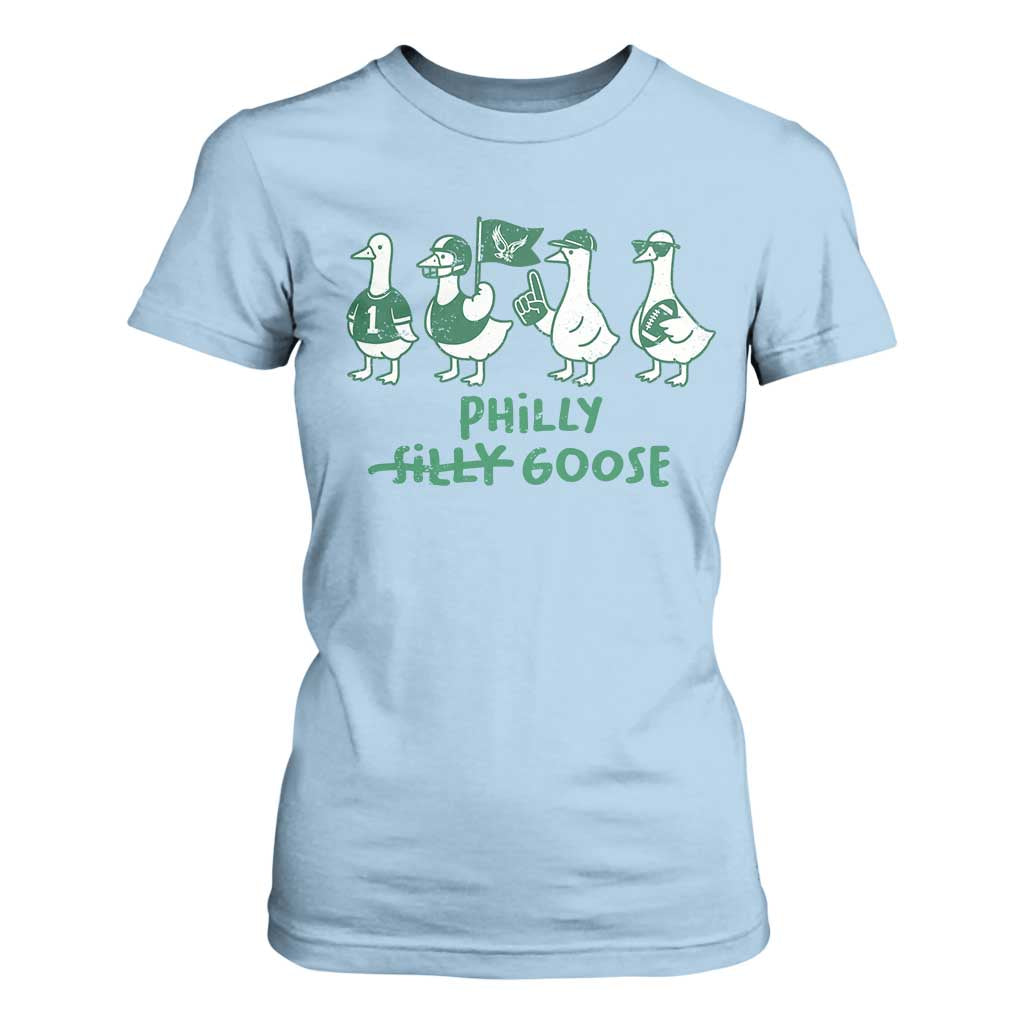 Philly Goose T Shirt For Women Funny Philadelphia Football Fan Gear Silly Gooses TS10 Light Blue Print Your Wear
