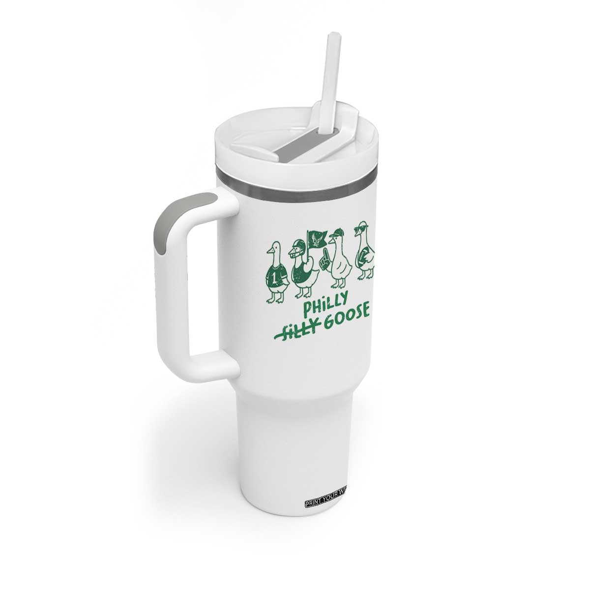 Philly Goose Tumbler With Handle Funny PFE Football Fan Gear Silly Gooses TS10 Print Your Wear