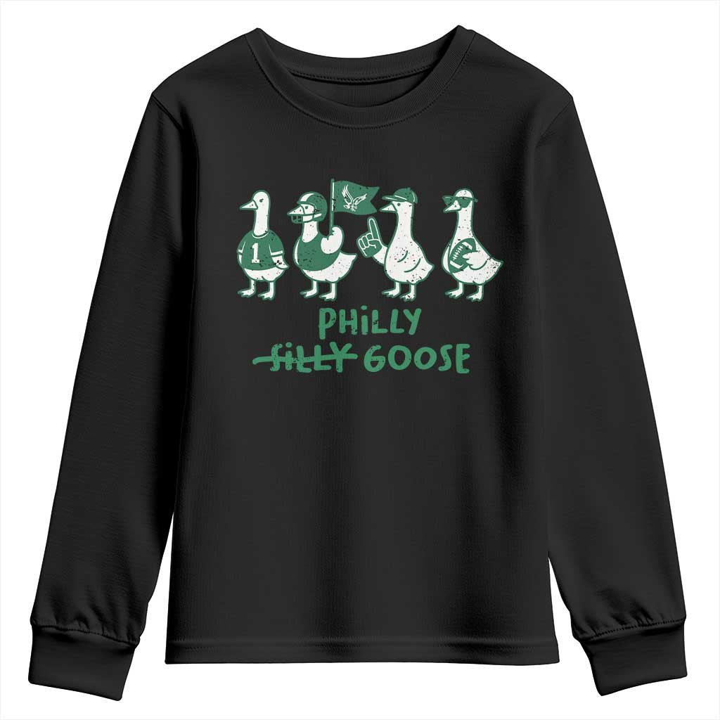 Philly Goose Youth Sweatshirt Funny Philadelphia Football Fan Gear Silly Gooses TS10 Black Print Your Wear