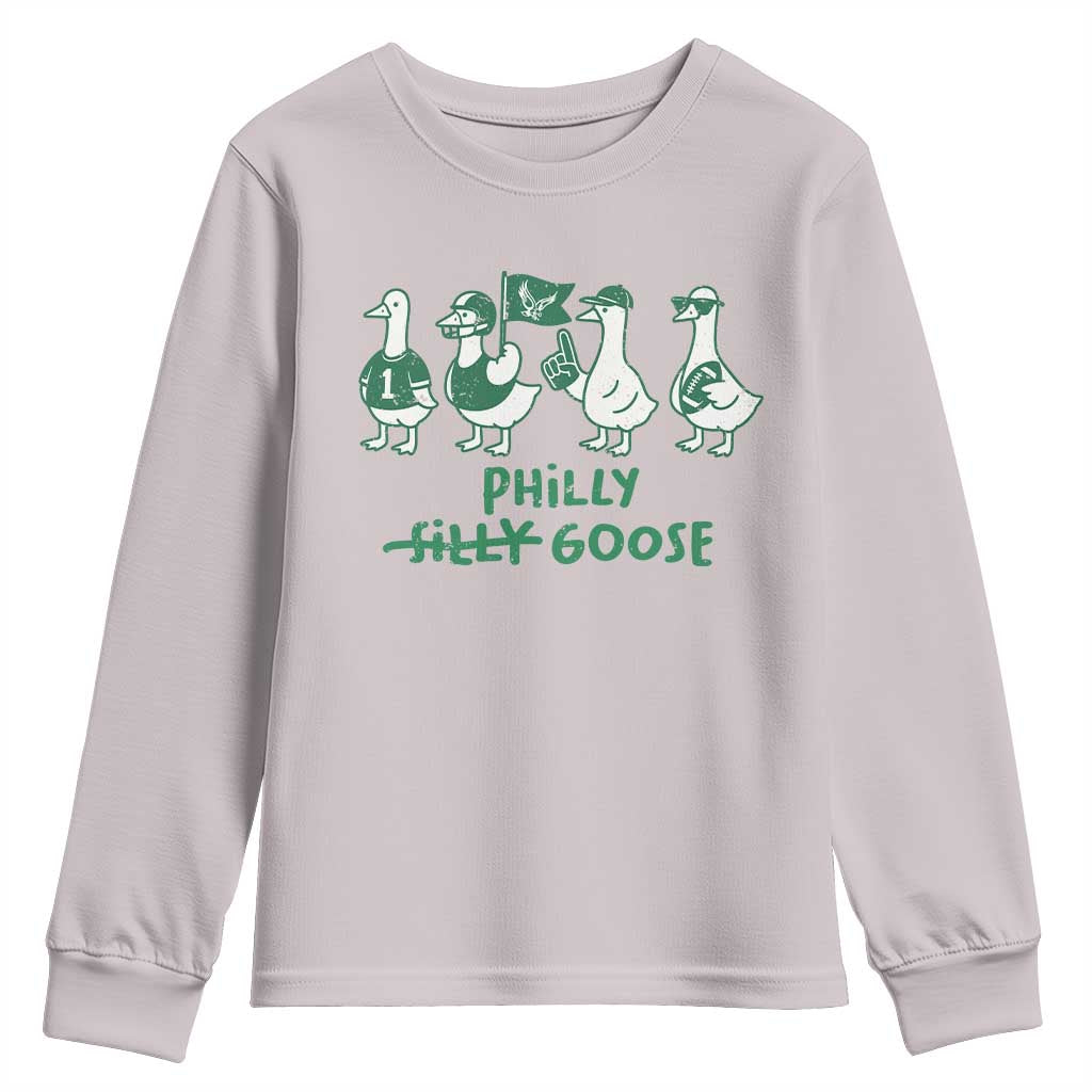 Philly Goose Youth Sweatshirt Funny Philadelphia Football Fan Gear Silly Gooses TS10 Ice Gray Print Your Wear