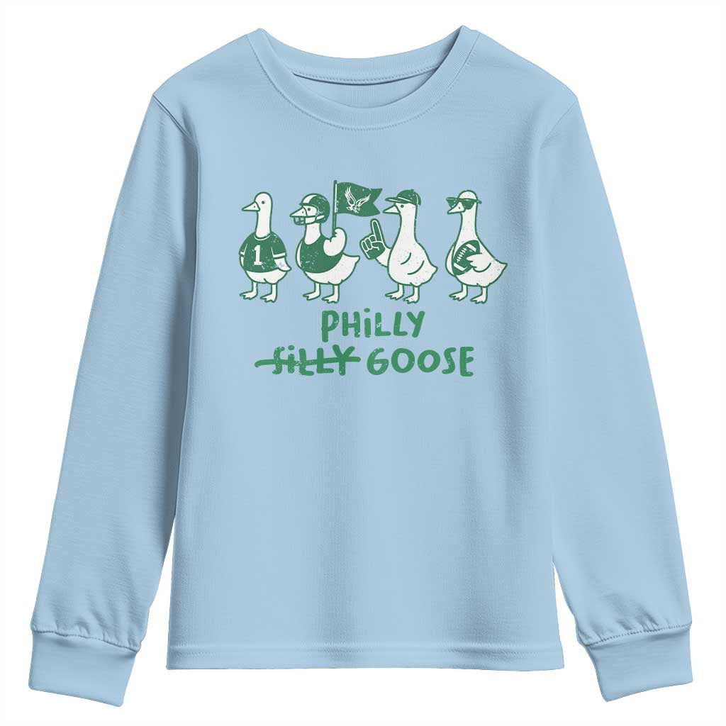 Philly Goose Youth Sweatshirt Funny Philadelphia Football Fan Gear Silly Gooses TS10 Light Blue Print Your Wear