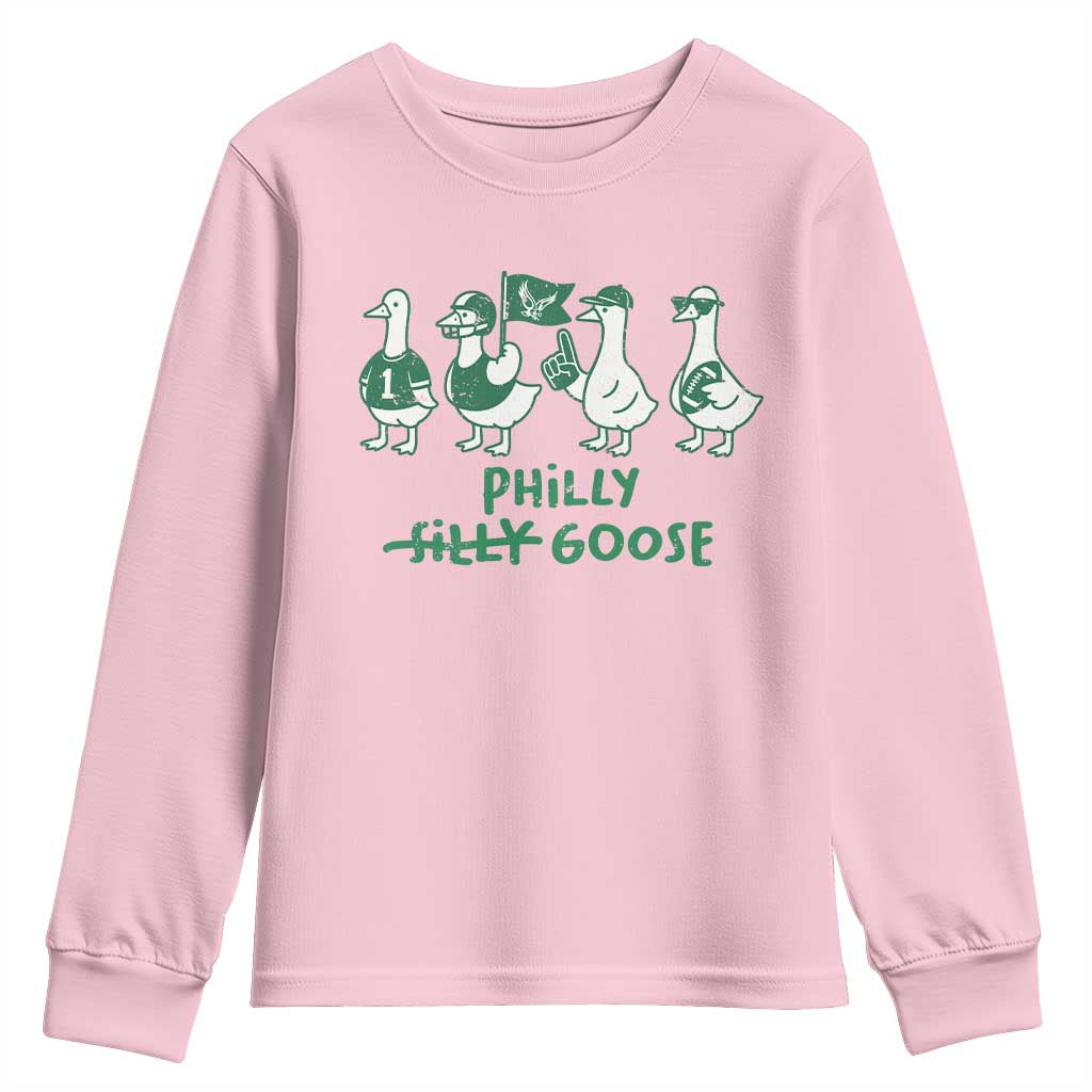Philly Goose Youth Sweatshirt Funny Philadelphia Football Fan Gear Silly Gooses TS10 Light Pink Print Your Wear