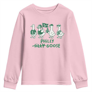 Philly Goose Youth Sweatshirt Funny Philadelphia Football Fan Gear Silly Gooses TS10 Light Pink Print Your Wear