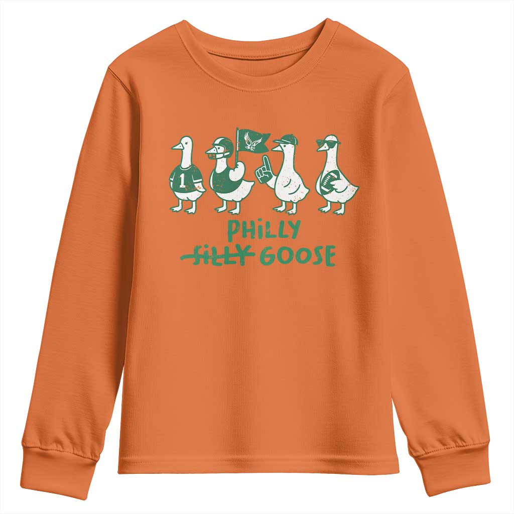 Philly Goose Youth Sweatshirt Funny Philadelphia Football Fan Gear Silly Gooses TS10 Orange Print Your Wear