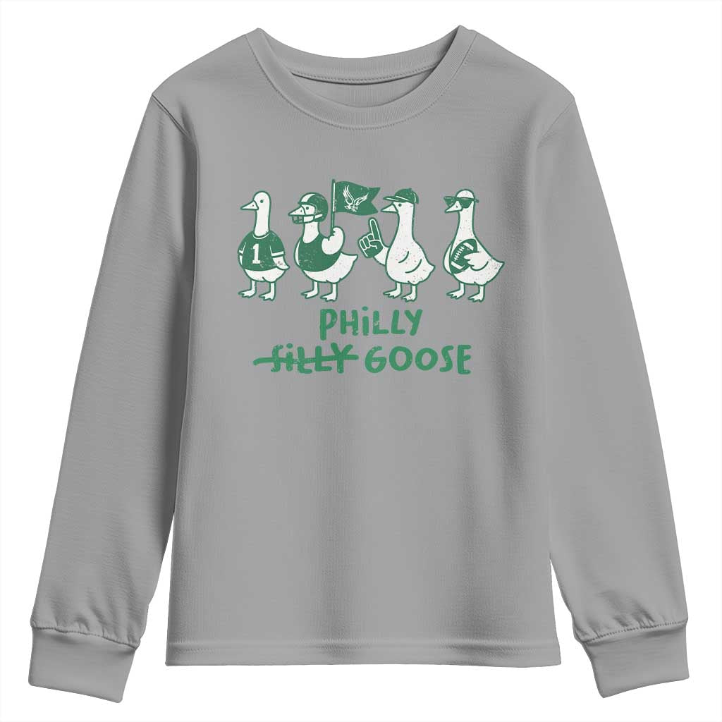 Philly Goose Youth Sweatshirt Funny Philadelphia Football Fan Gear Silly Gooses TS10 Sport Gray Print Your Wear