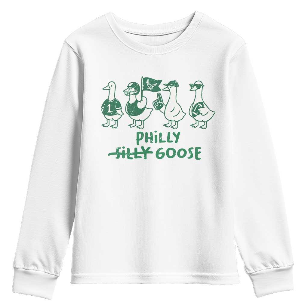 Philly Goose Youth Sweatshirt Funny Philadelphia Football Fan Gear Silly Gooses TS10 White Print Your Wear