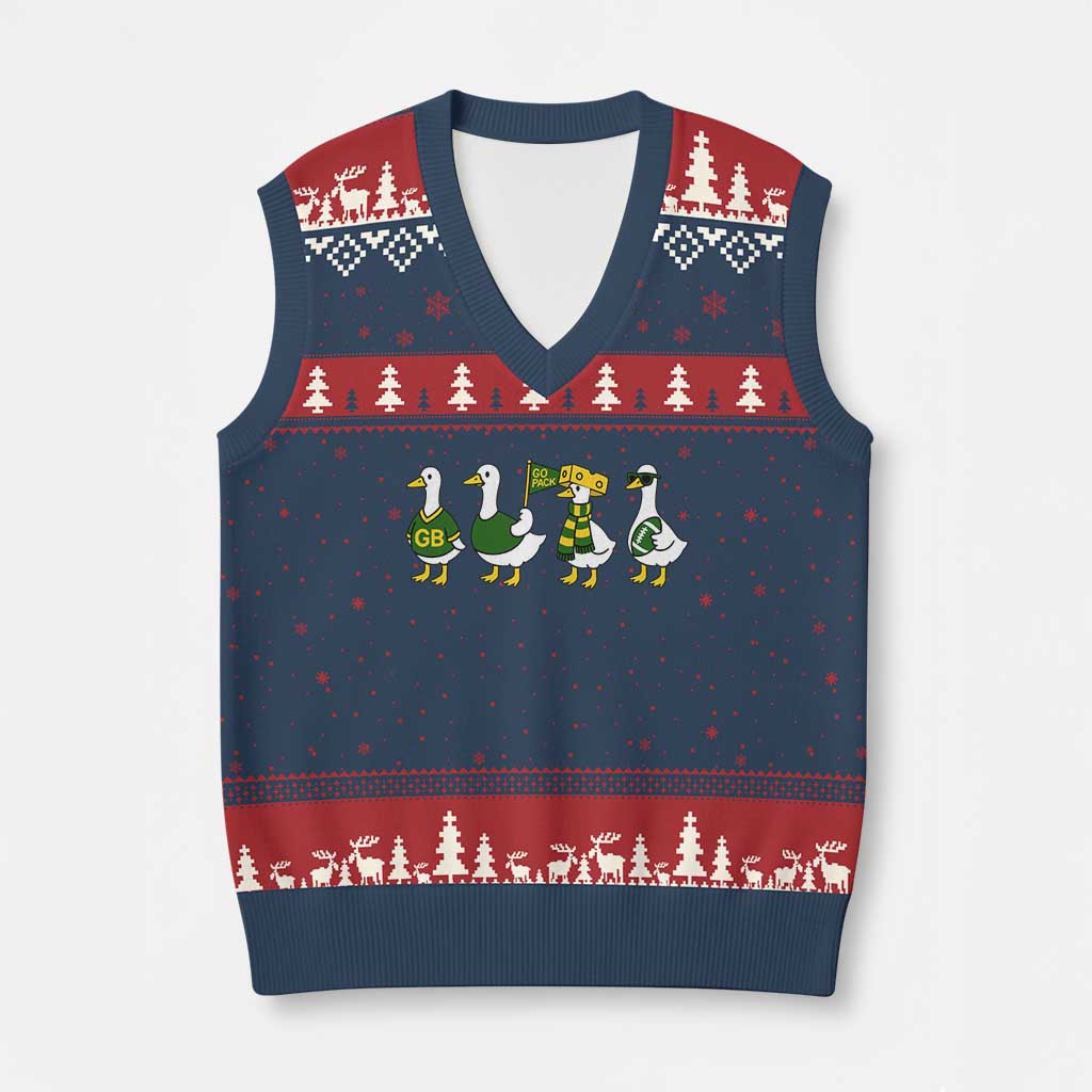 Vintage GB Goose V-Neck Knit Sweater Vest Funny Silly Gooses Football TS10 Navy Red Print Your Wear
