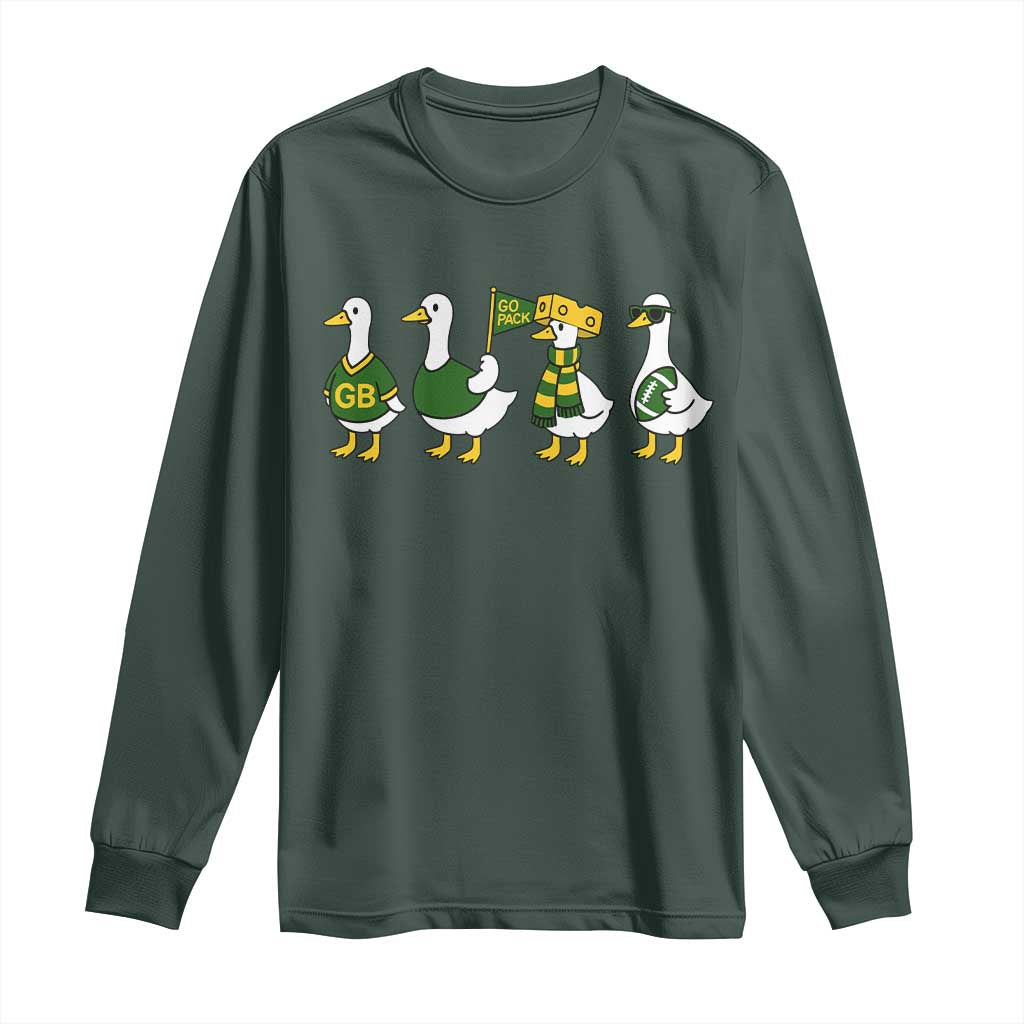 Vintage GB Goose Long Sleeve Shirt Funny Silly Gooses Football TS10 Dark Forest Green Print Your Wear