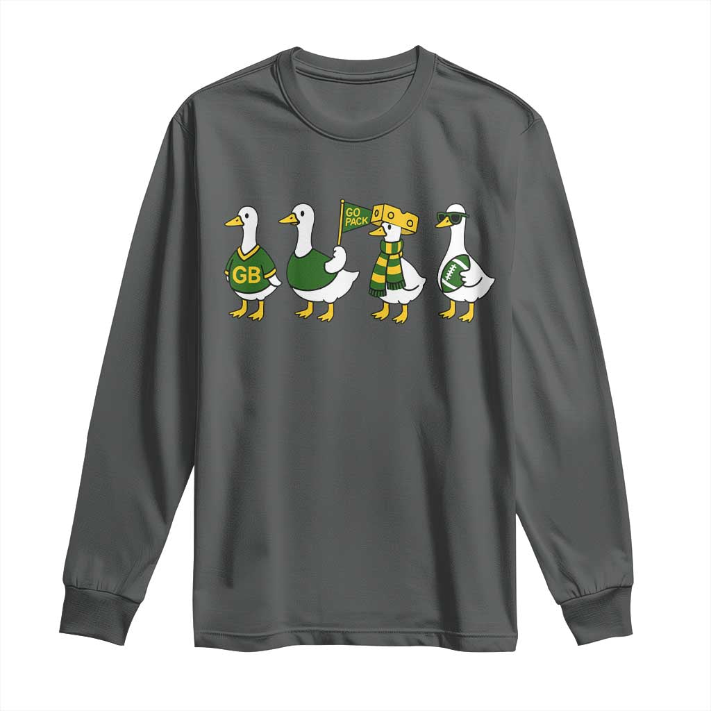 Vintage GB Goose Long Sleeve Shirt Funny Silly Gooses Football TS10 Dark Heather Print Your Wear