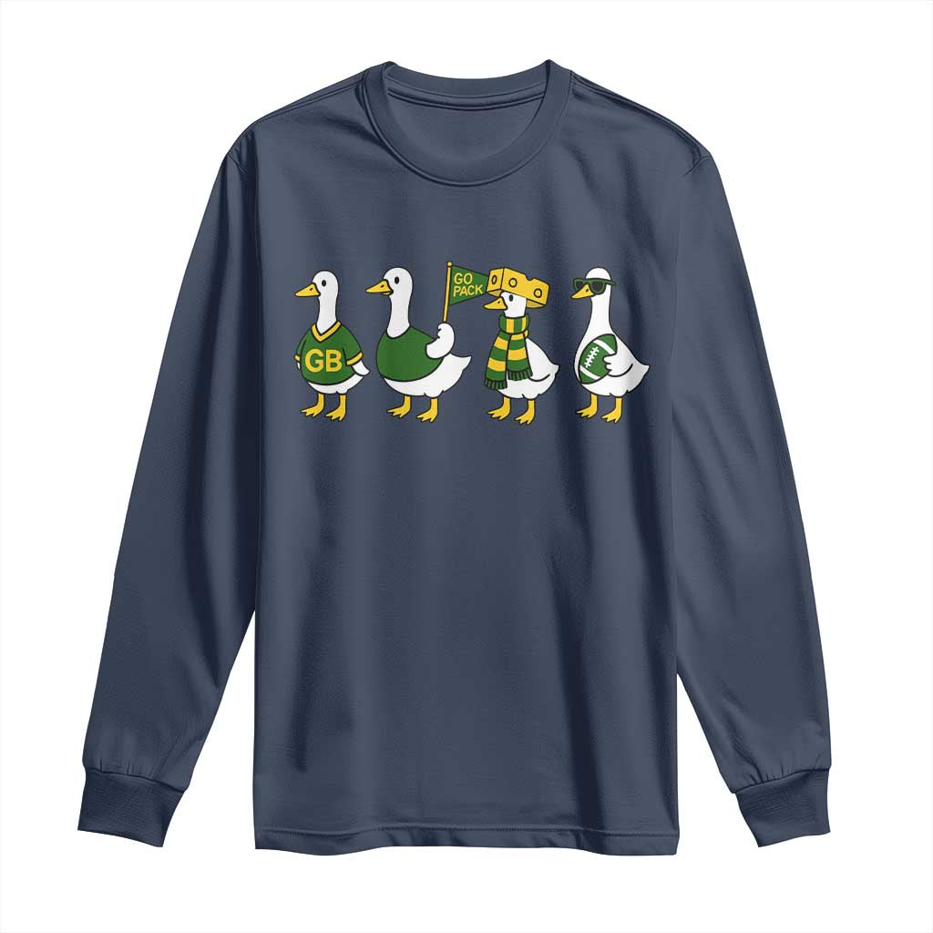Vintage GB Goose Long Sleeve Shirt Funny Silly Gooses Football TS10 Navy Print Your Wear