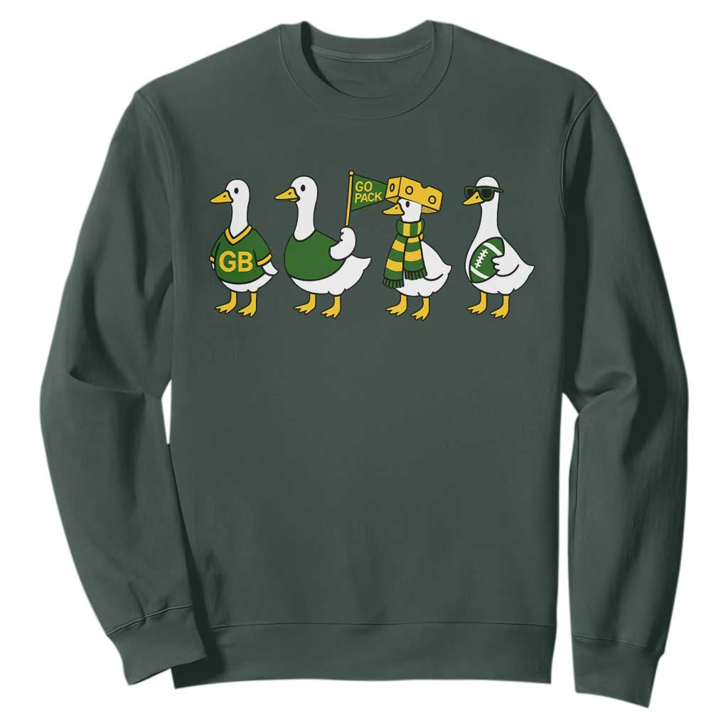 Vintage GB Goose Sweatshirt Funny Silly Gooses Football TS10 Dark Forest Green Print Your Wear